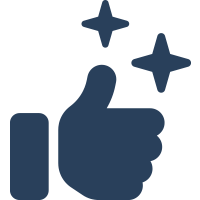 icon with thumbs up and sparkles around it